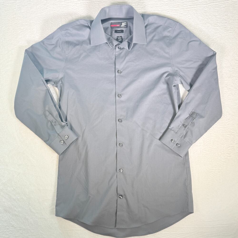 J Ferrar Slim Dress Shirt Mens‎ S (14-14.5) 32-33 Gray Button Up Long Sleeve
